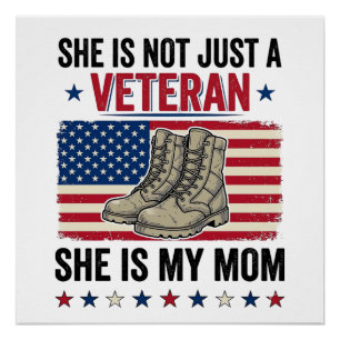 Veteran Mum Patriotic Military Boots Shirt Design_ Poster