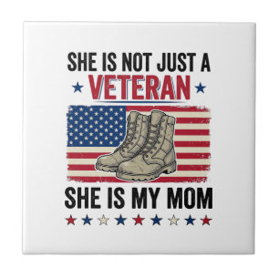 Veteran Mum Patriotic Military Boots Shirt Design_ Tile