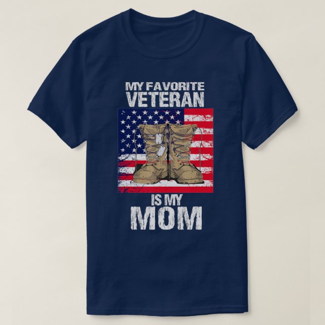 Veteran Mum Proud Son Kids Veterans Day US Veteran T-Shirt (Design Front)