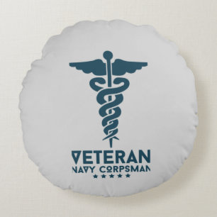 Veteran Navy Corpsman Round Cushion