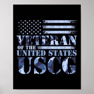 Veteran Of The United States Uscg Camo America Fla Poster