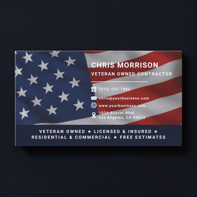 Veteran Owned Contractor Professional Business Card (Creator Uploaded)