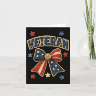 Veteran Patriotic Cute Bow Stars Proud Military Card