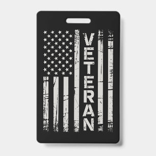 Veteran Patriotic U.S Army American Flag America ID Badge