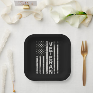 Veteran Patriotic U.S Army American Flag America Paper Plate