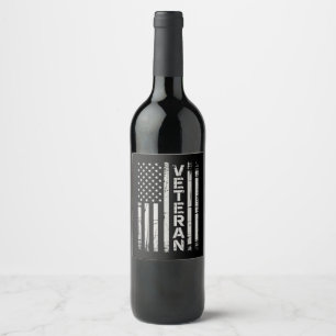 Veteran Patriotic U.S Army American Flag America Wine Label