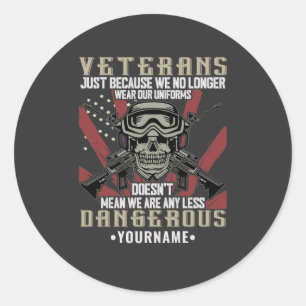 Veteran Patriotic USA Funny Humour Classic Round Sticker
