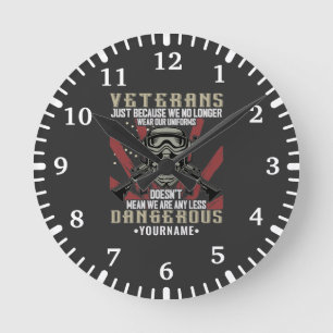Veteran Patriotic USA Funny Humour Round Clock