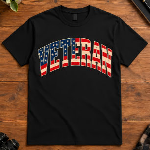 Veteran Patriotic Veteran Us Flag Typography T-Shirt