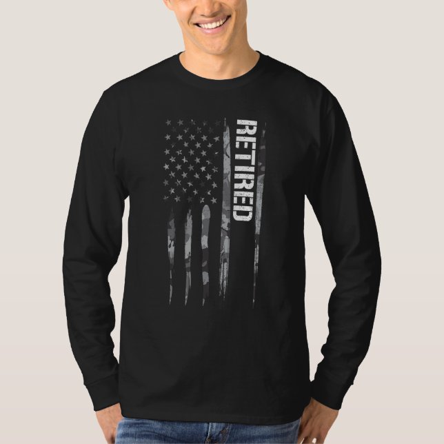 Veteran Retired   American Flag Sayings T-Shirt (Front)