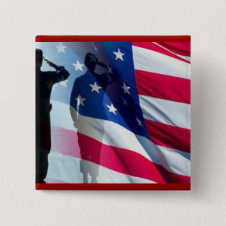 Veteran Salutes the Flag Patriotic 15 Cm Square Badge