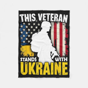 Veteran Stands With Ukraine - Patriotic American F Fleece Blanket