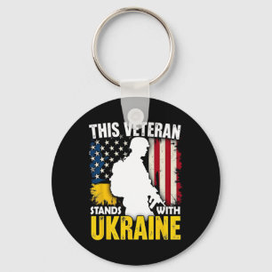 Veteran Stands With Ukraine - Patriotic American F Key Ring