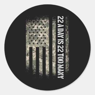 Veteran Suicide Awareness Usa Flag 22 A Day Is 22  Classic Round Sticker