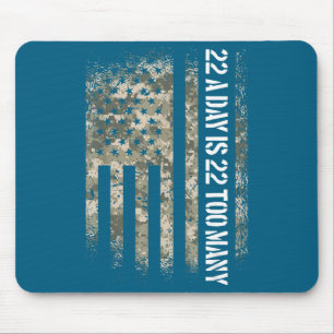 Veteran Suicide Awareness Usa Flag 22 A Day Is 22  Mouse Pad