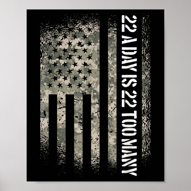 Veteran Suicide Awareness Usa Flag 22 A Day Is 22  Poster (Front)