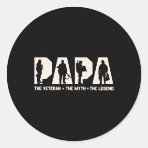 Veteran The Myth The Legend Fathers Day Grandpa Classic Round Sticker