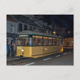 Veteran tram in Trondheim, Norway. Postcard