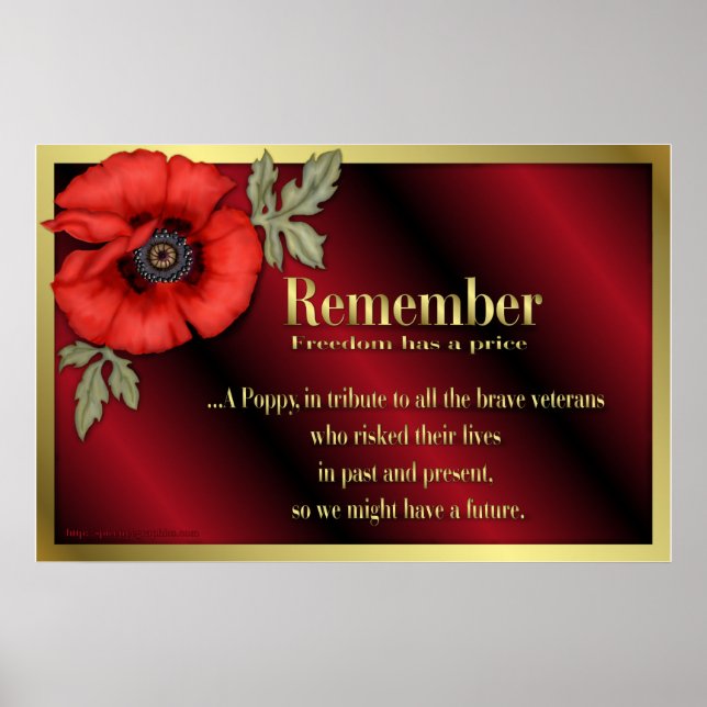 Veteran Tribute with red poppy Poster (Front)