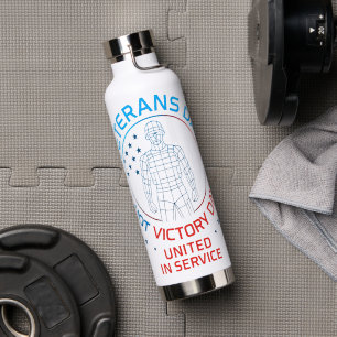 Veteran Unity Service Pride Badge Design Gift Water Bottle