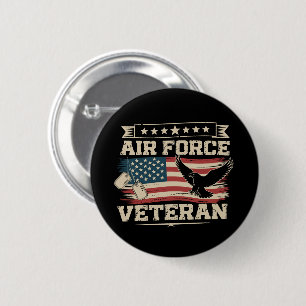 Veteran US Air Force American America Flag 6 Cm Round Badge