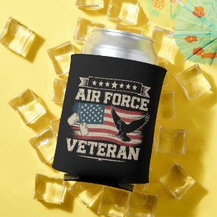 Veteran US Air Force American America Flag Can Cooler
