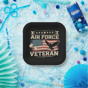 Veteran US Air Force American America Flag Paper Plate