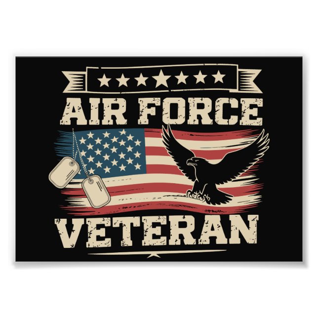 Veteran US Air Force American America Flag  Photo Print (Front)