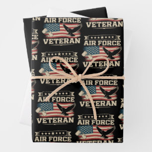 Veteran US Air Force American America Flag  Wrapping Paper Sheet
