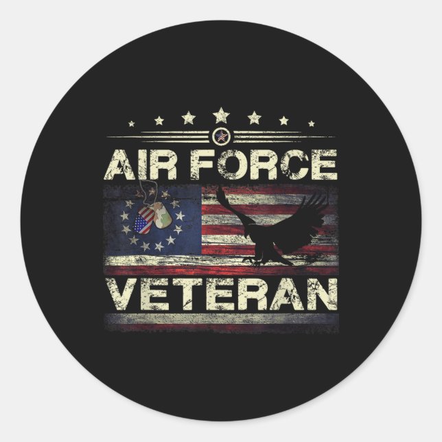 Veteran Us Air Force - American Betsy Ross Flag  Classic Round Sticker (Front)