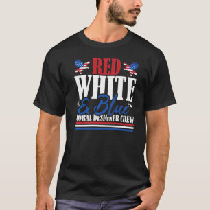 Veteran US Flag Red White & Blue Floral Designer C T-Shirt