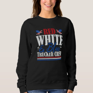 Veteran US Flag Red White & Blue Trucker Crew   Sweatshirt