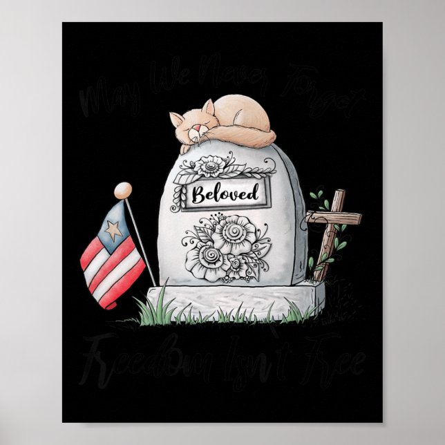 Veteran Wife Memorial Day Cat For Women Cute Never Poster (Front)