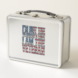 Veteran Wife Quote Patriotic Vintage Vector Design Metal Lunch Box