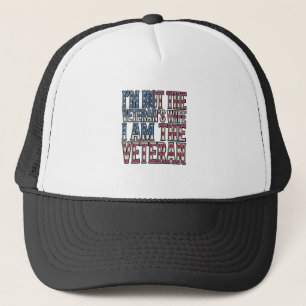 Veteran Wife Quote Patriotic Vintage Vector Design Trucker Hat