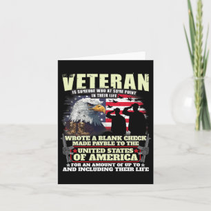 Veteran Wrote Blank Check Military Veteran Family Card