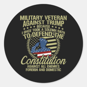 Veterans Against Trump Funny Anti Trump Apparel Classic Round Sticker