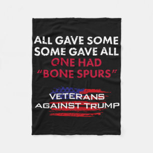 Veterans Anti-trump Draft Dodger Bone Spurs For Ve Fleece Blanket