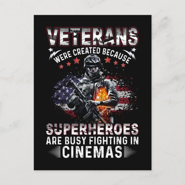 Veterans Because Superheroes Busy in Cinemas  Postcard (Front)