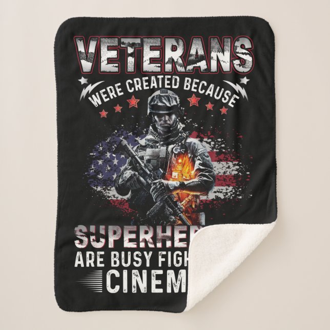 Veterans Because Superheroes Busy in Cinemas Sherpa Blanket (Front)
