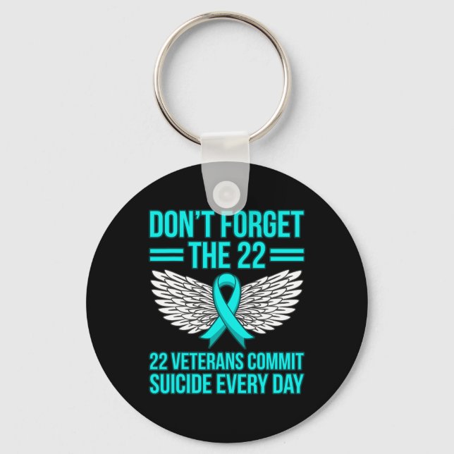 Veterans Commit Suicide Ptsd Awareness Ribbon Grap Key Ring (Front)