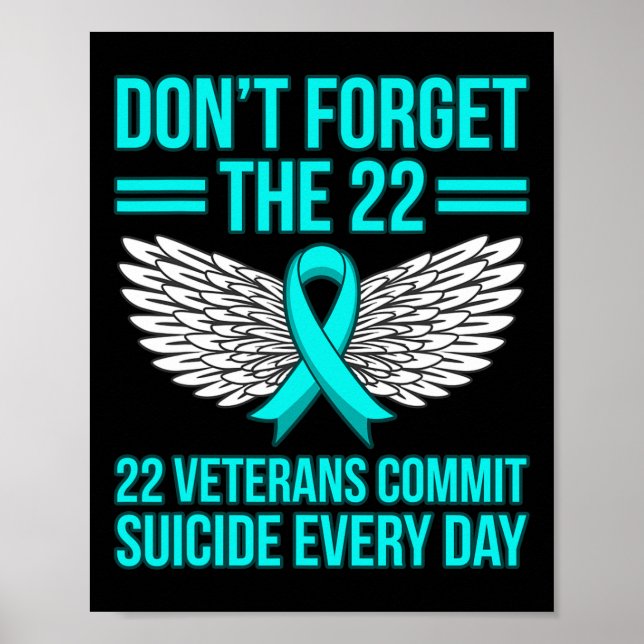 Veterans Commit Suicide Ptsd Awareness Ribbon Grap Poster (Front)