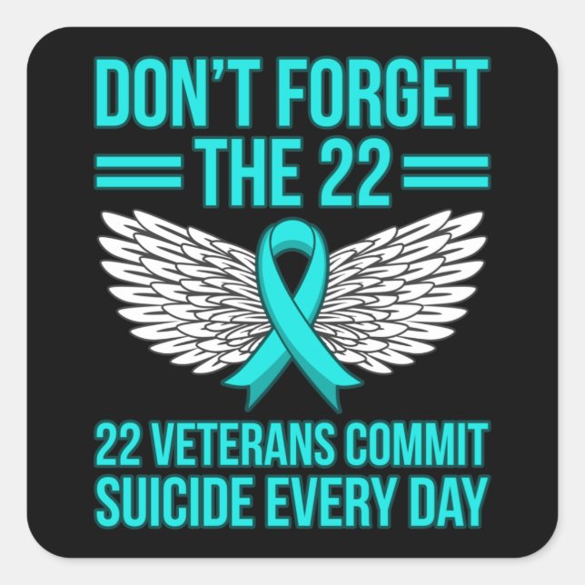 Veterans Commit Suicide PTSD Awareness Ribbon Square Sticker (Front)