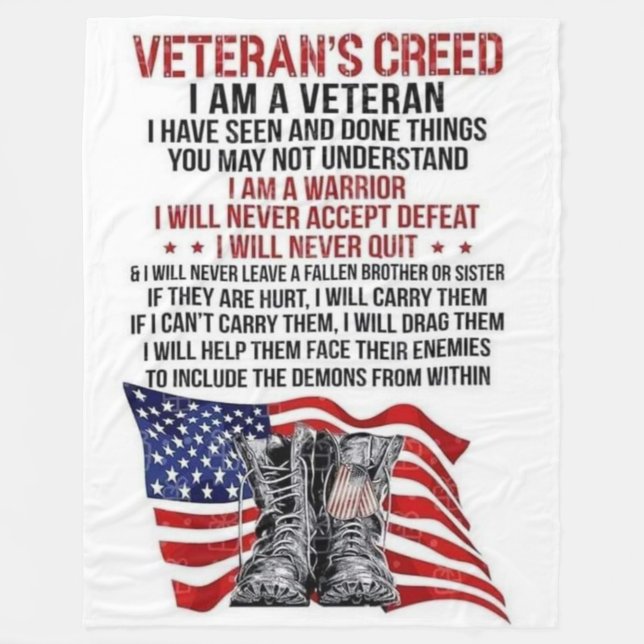 VETERANS CREED FLEECE BLANKET (Front)