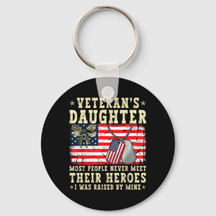 Veterans Daughter Most People Meet Heroes USA Key Ring