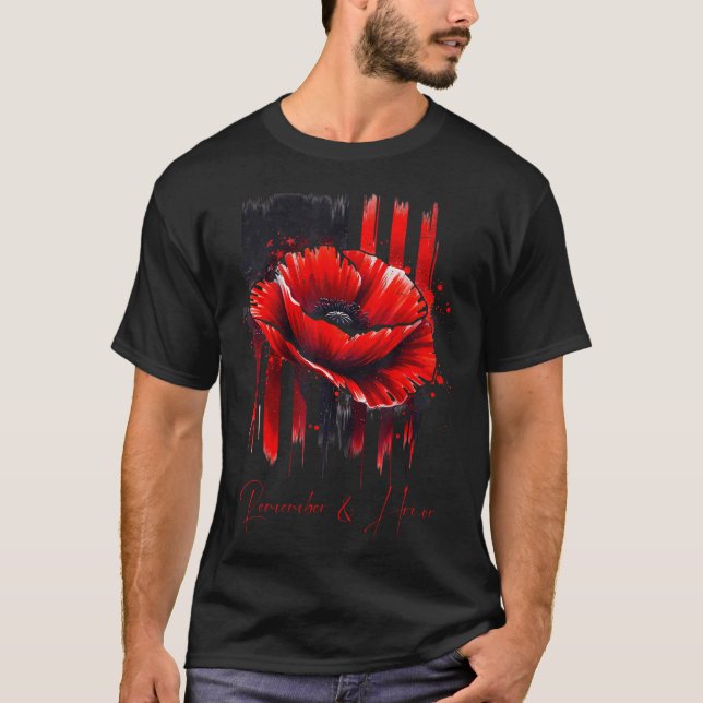 Veterans Day 2024 Usa Memorial Day Red Poppy Flowe T-Shirt (Front)