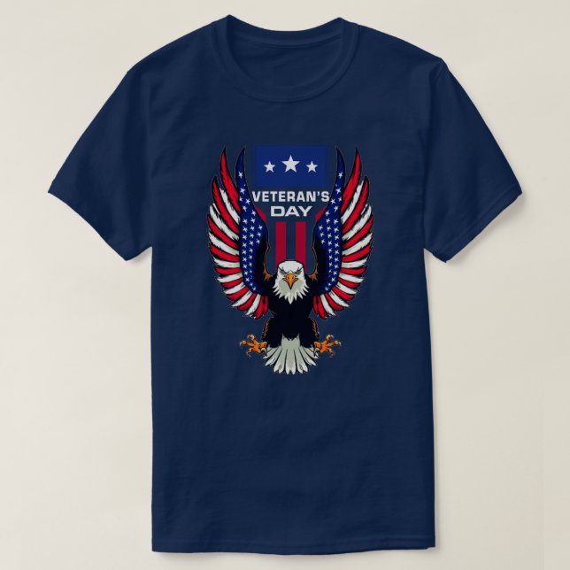 Veterans Day American Eagle  T-Shirt (Design Front)