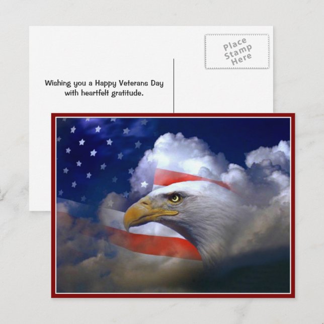 Veterans Day American Flag and Eagle Postcard (Front/Back)