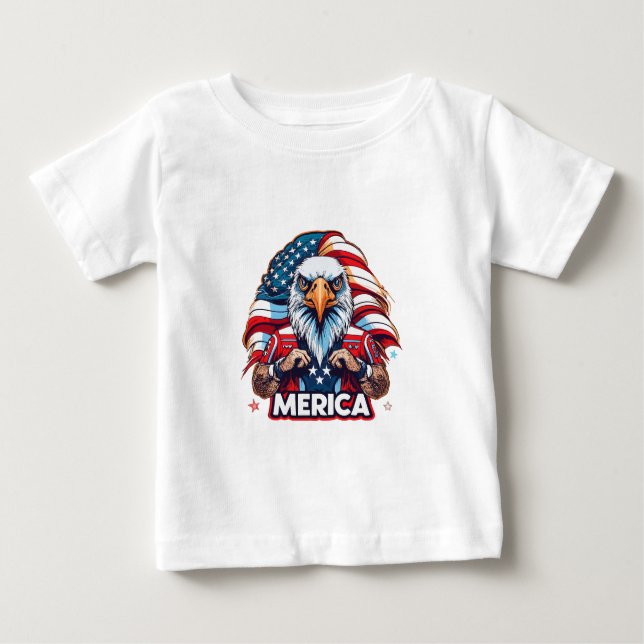Veterans Day American Flag Merica Patriotic Eagle Baby T-Shirt (Front)