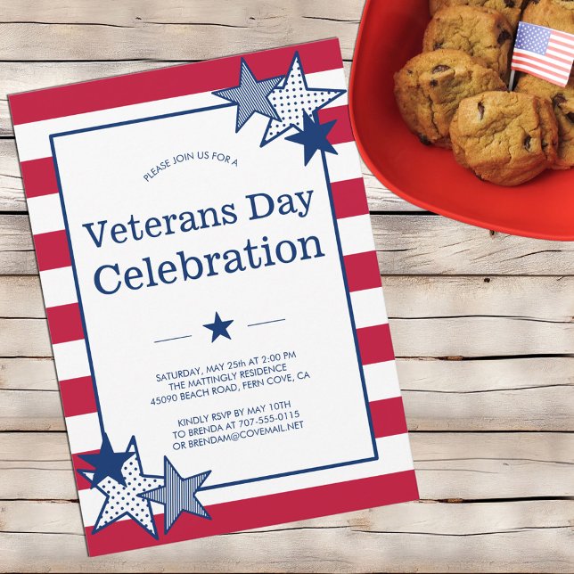 Veterans Day Bold Stars and Stripes Bold Patriotic Invitation (Creator Uploaded)